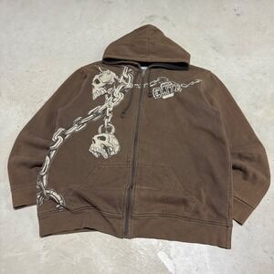 Vintage y2k Brown MMA Elite Thermal Lined Zip Up Hoodie